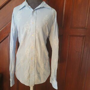Gap Classic Fit Blue Striped Embroidered Long Sleeve Shirt L